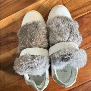 Moncler sneaker with genuine rabbit fur